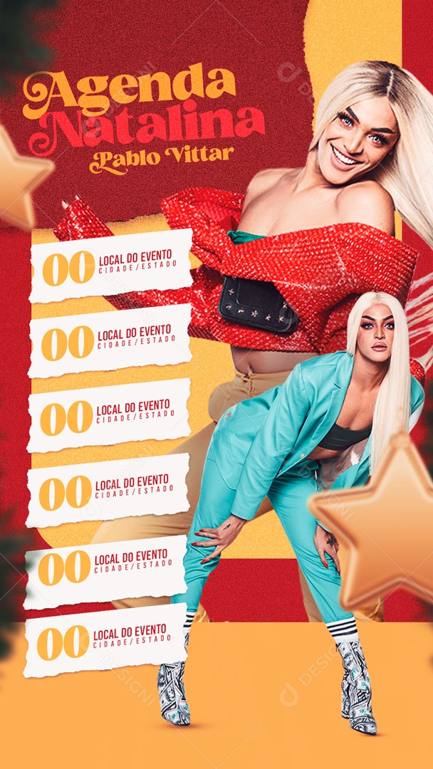 Flyer Story Agenda Natalina Pablo Vittar Social Media PSD Editável