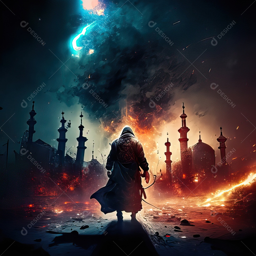 Asteroide atigindo cidade