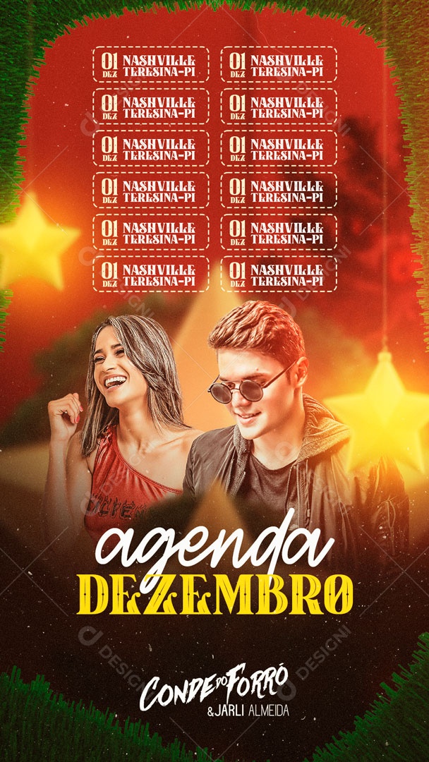 Social Media Flyer Story Agenda Dezembro Conde Do Forró PSD Editável