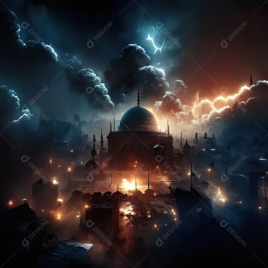 Asteroide atigindo cidade