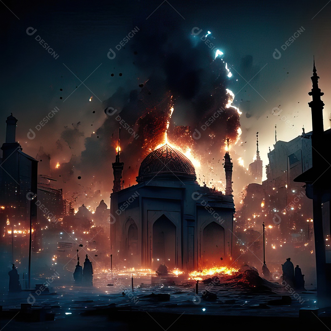 Asteroide atigindo cidade