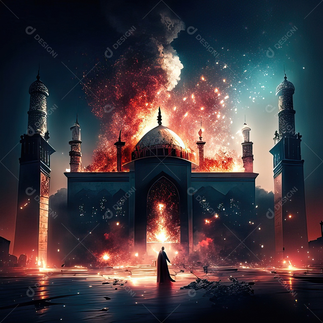 Asteroide atigindo cidade