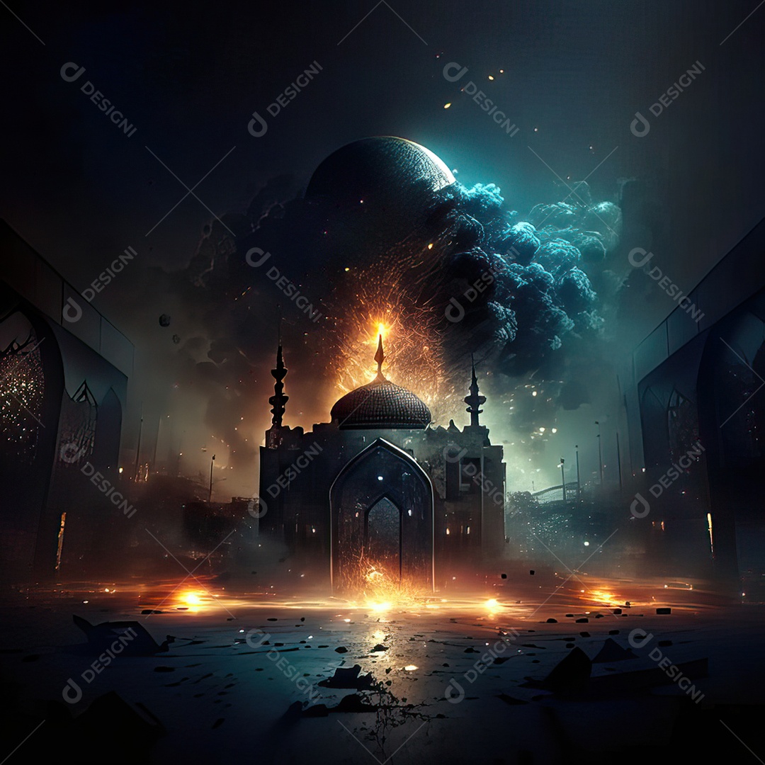 Asteroide atigindo cidade