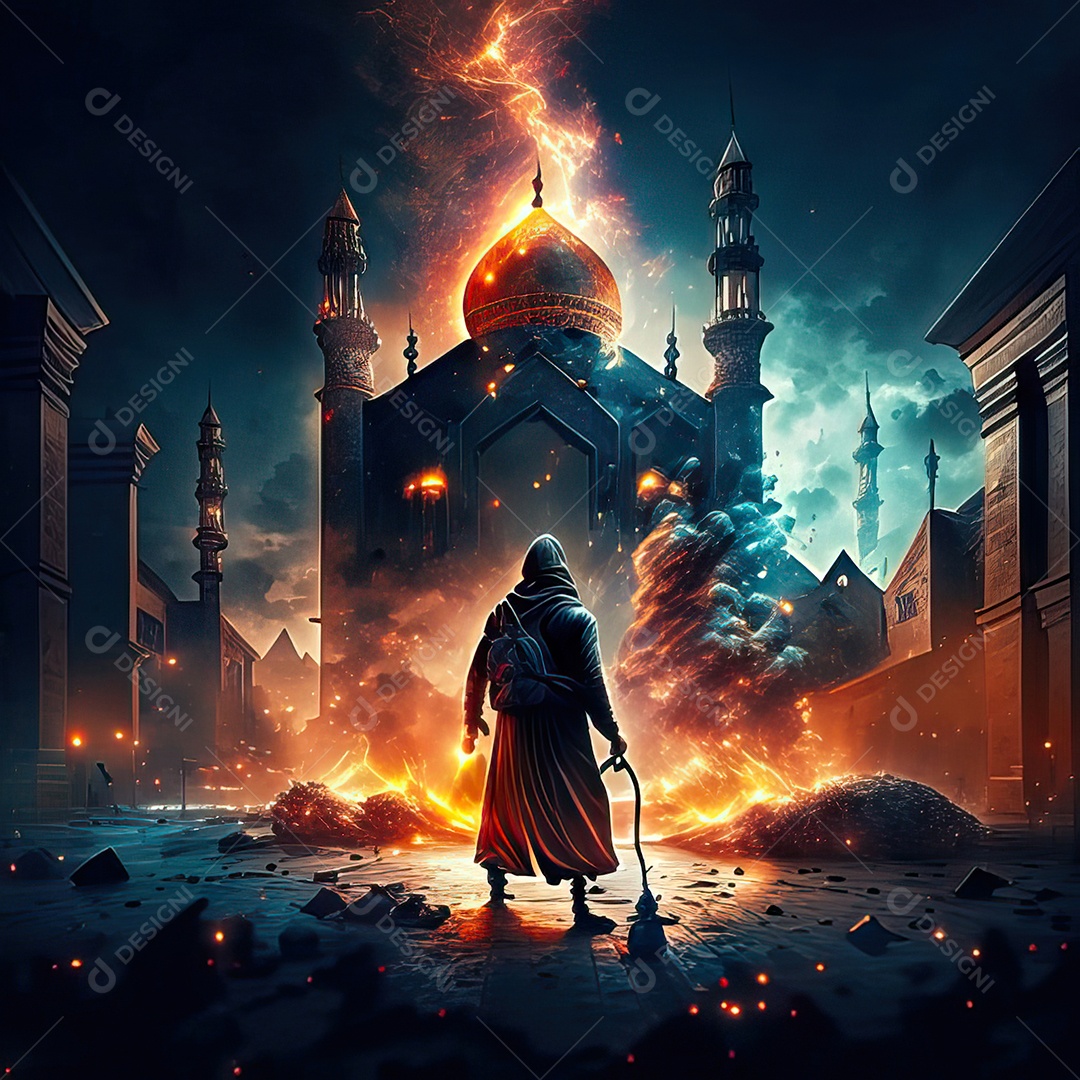 Asteroide atigindo cidade