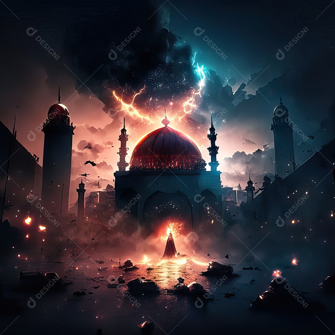 Asteroide atigindo cidade