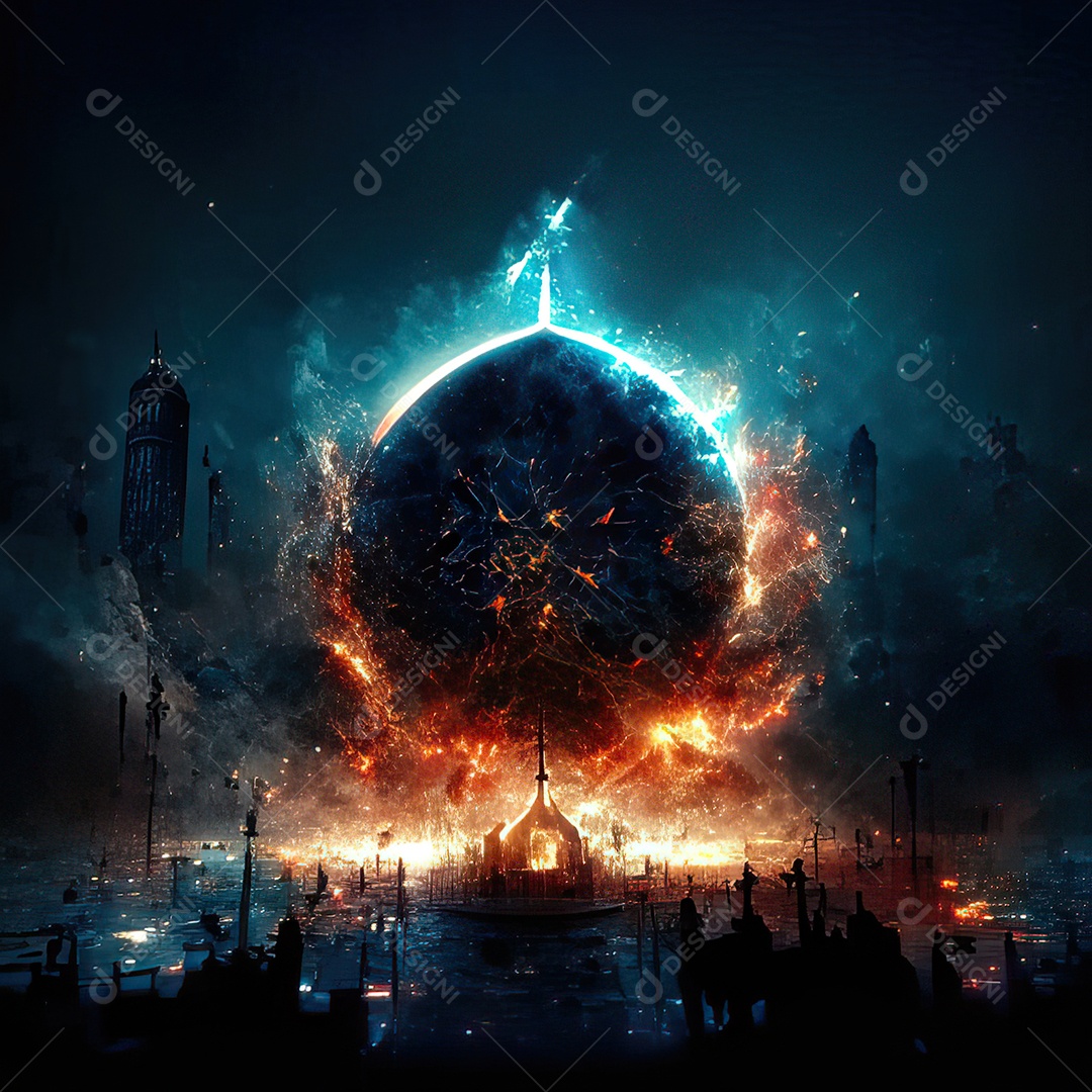 Asteroide atigindo cidade