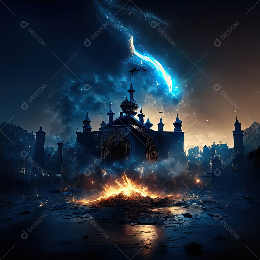 Asteroide atigindo cidade