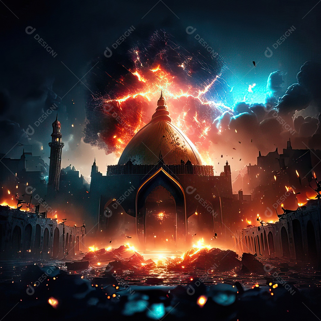 Asteroide atigindo cidade