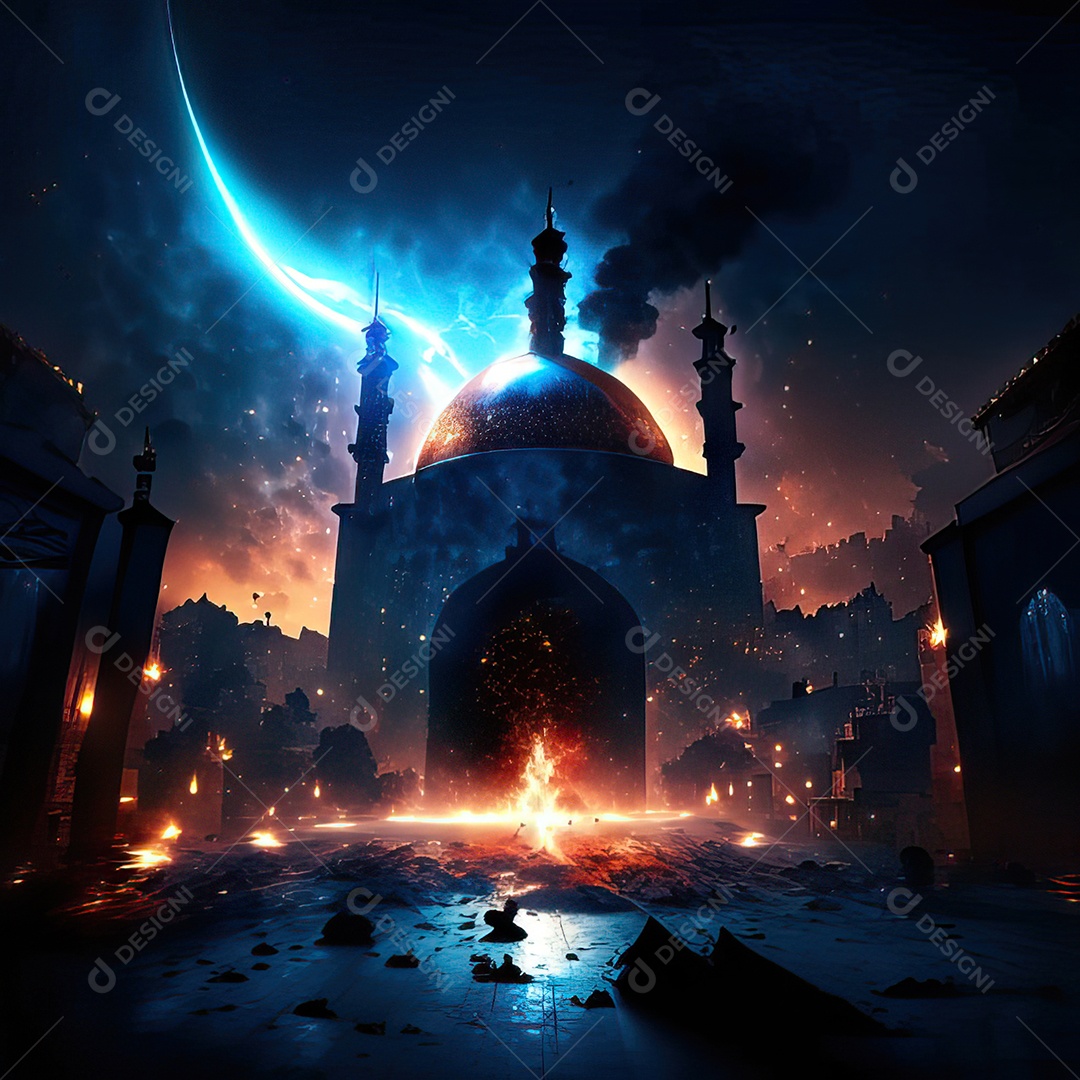 Asteroide atigindo cidade