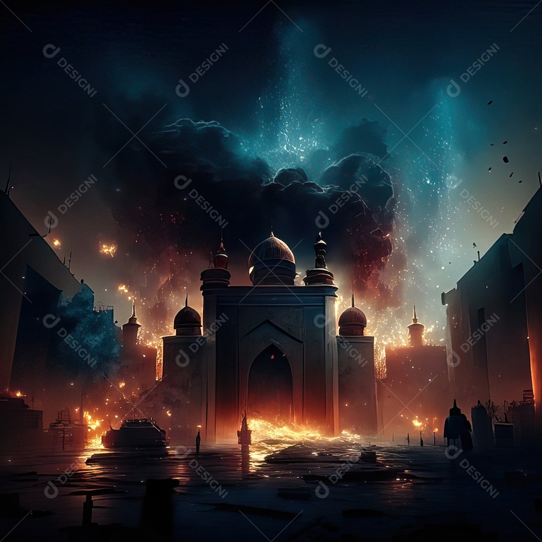 Asteroide atigindo cidade