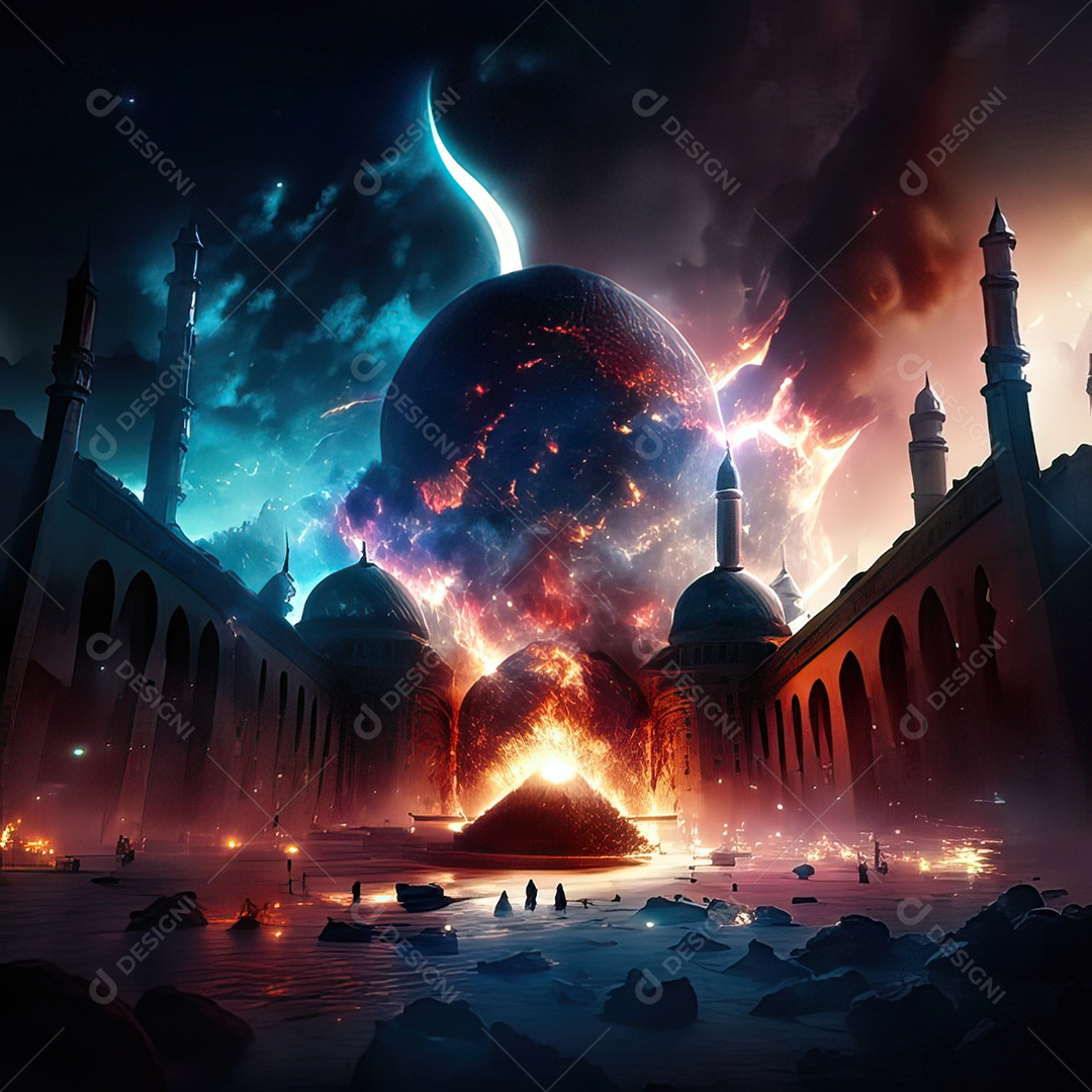 Asteroide atigindo cidade