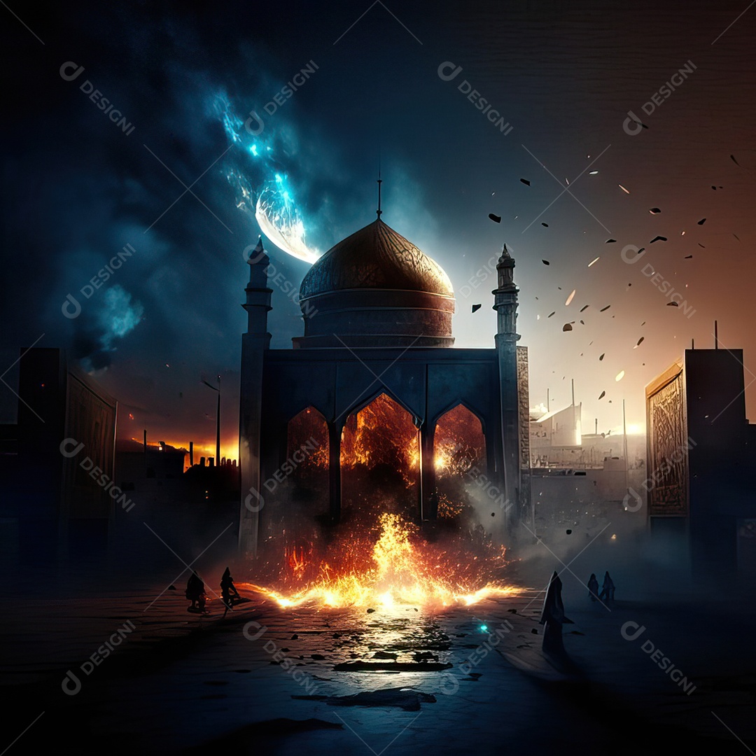 Asteroide atigindo cidade