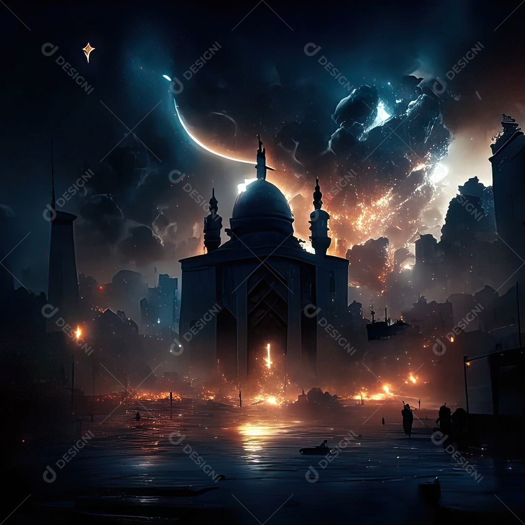 Asteroide atigindo cidade