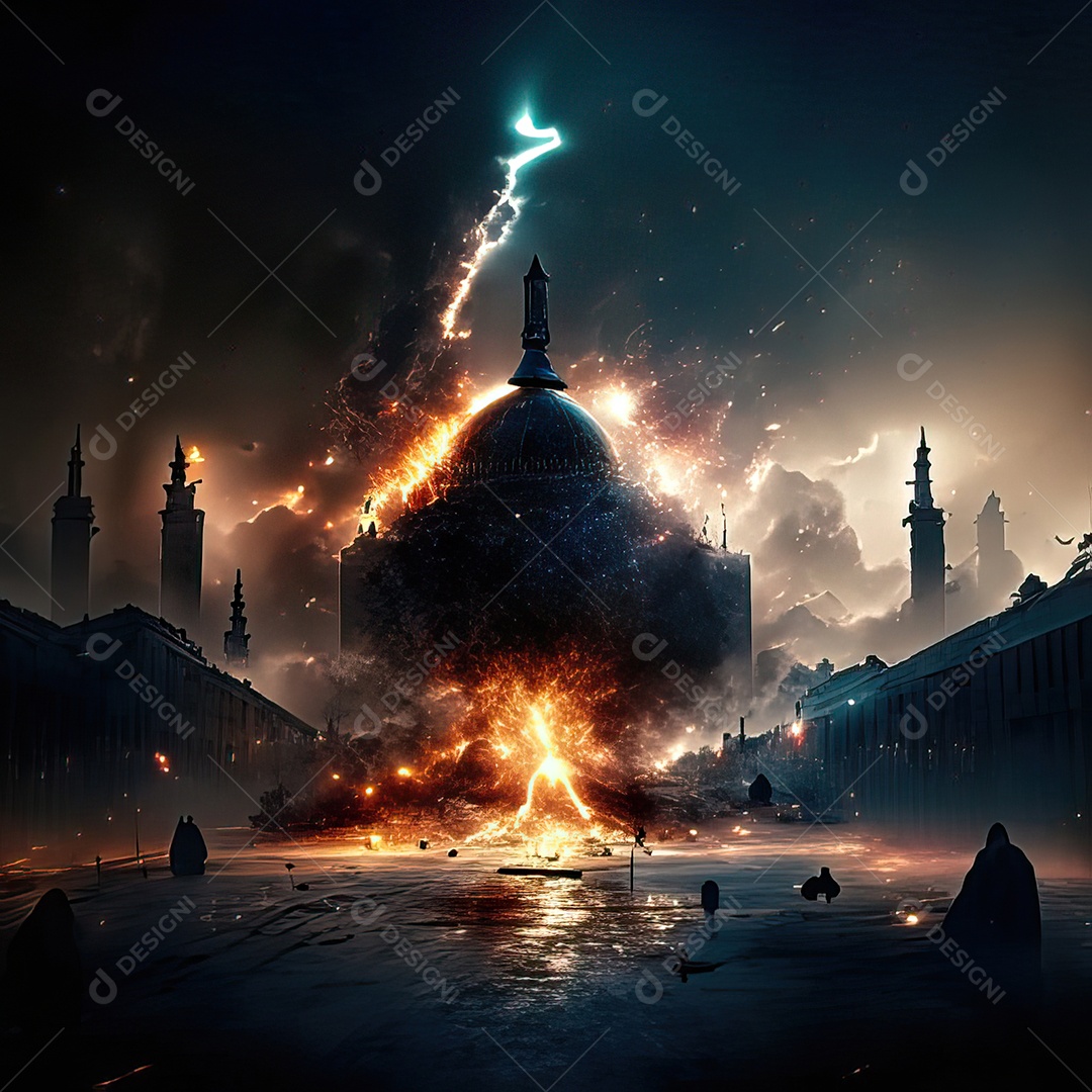 Asteroide atigindo cidade