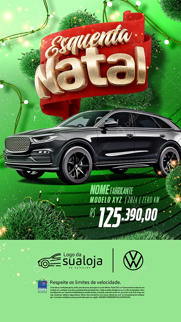 Story Tabloide Esquenta Natal Concessionária Carros Novos e Seminovos Social Media PSD Editável