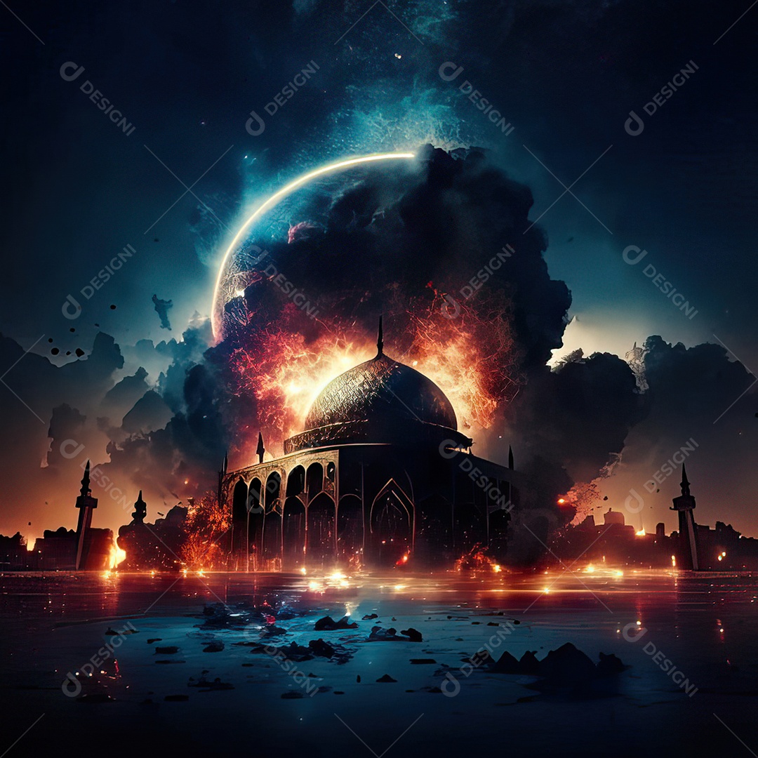 Asteroide atigindo cidade