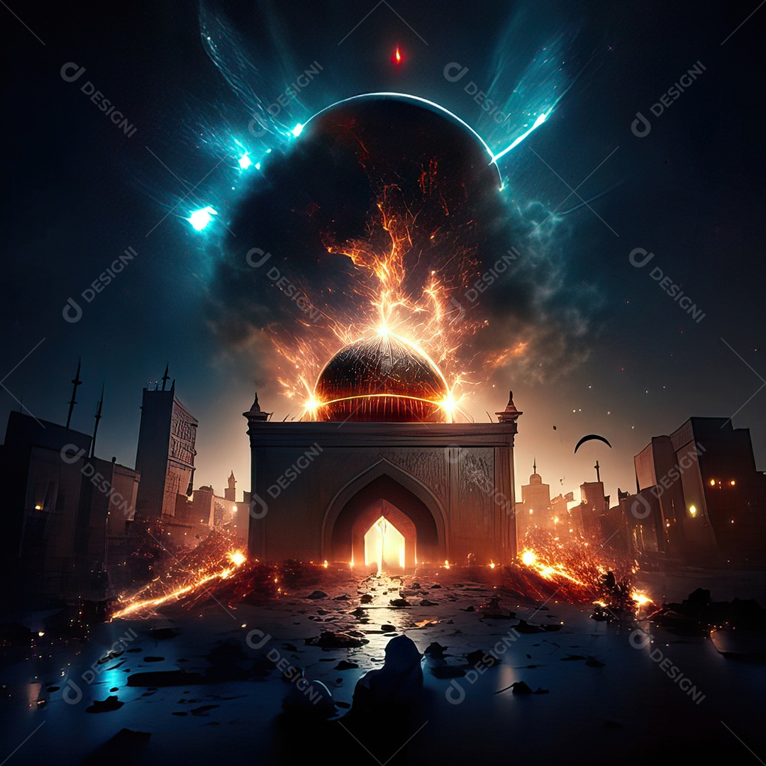 Asteroide atigindo cidade