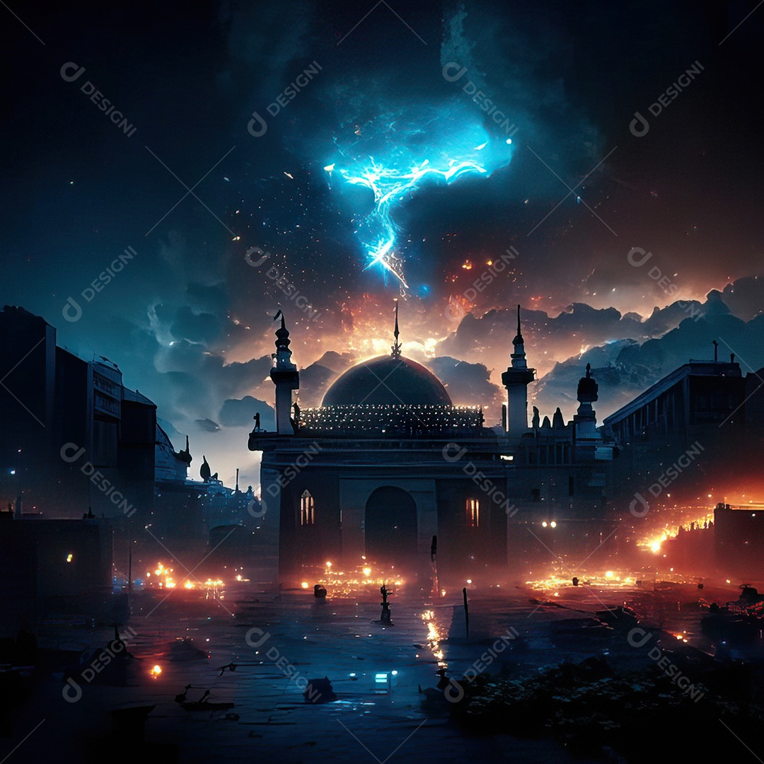 Asteroide atigindo cidade