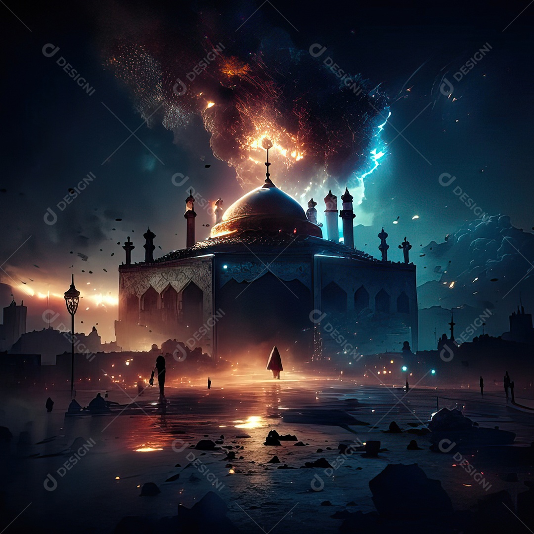 Asteroide atigindo cidade