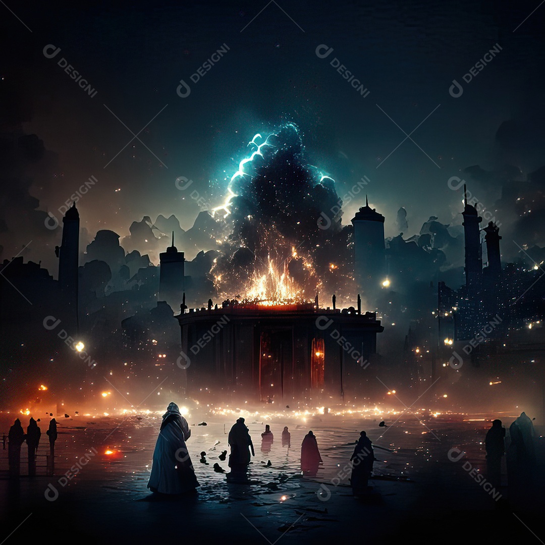 Asteroide atigindo cidade