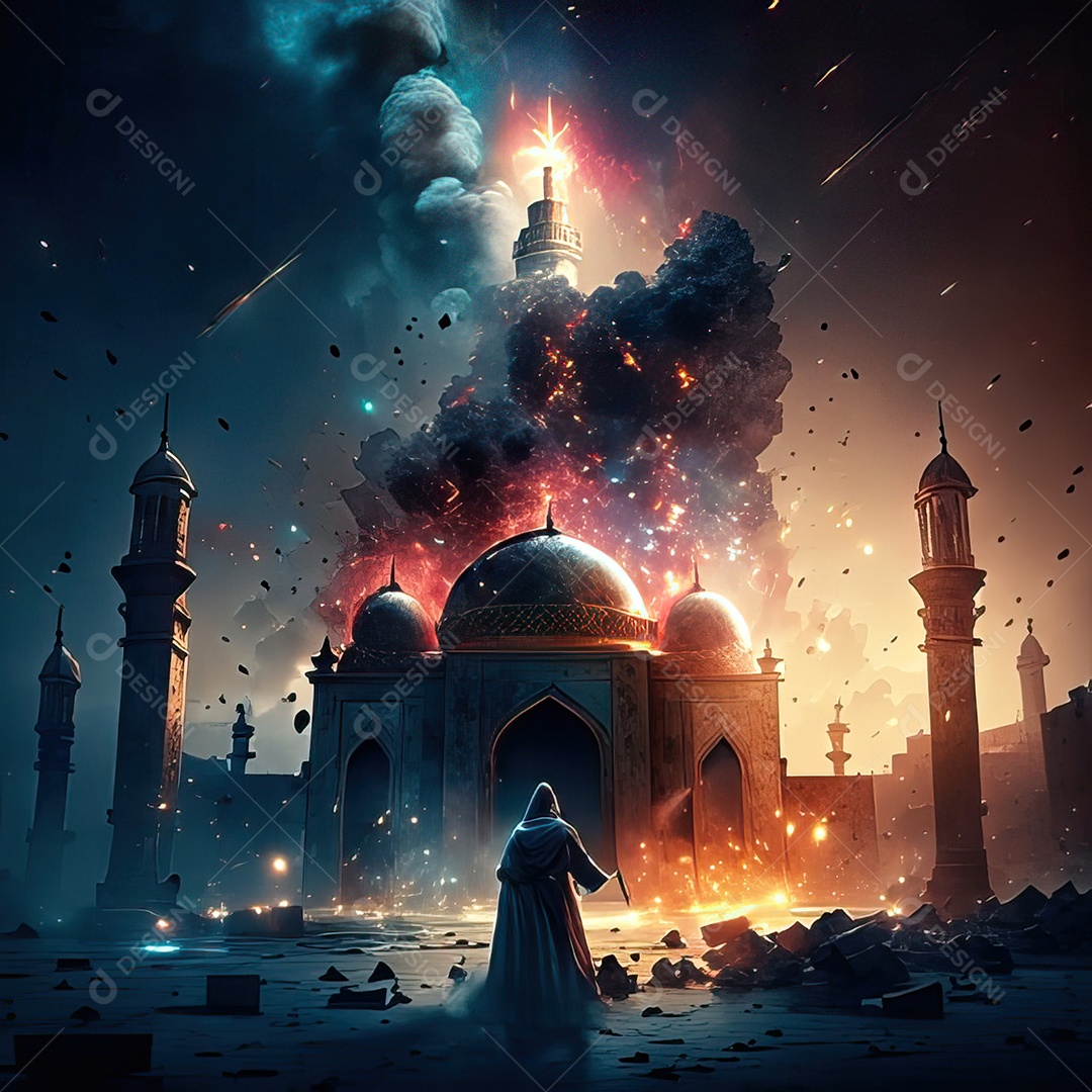 Asteroide atigindo cidade