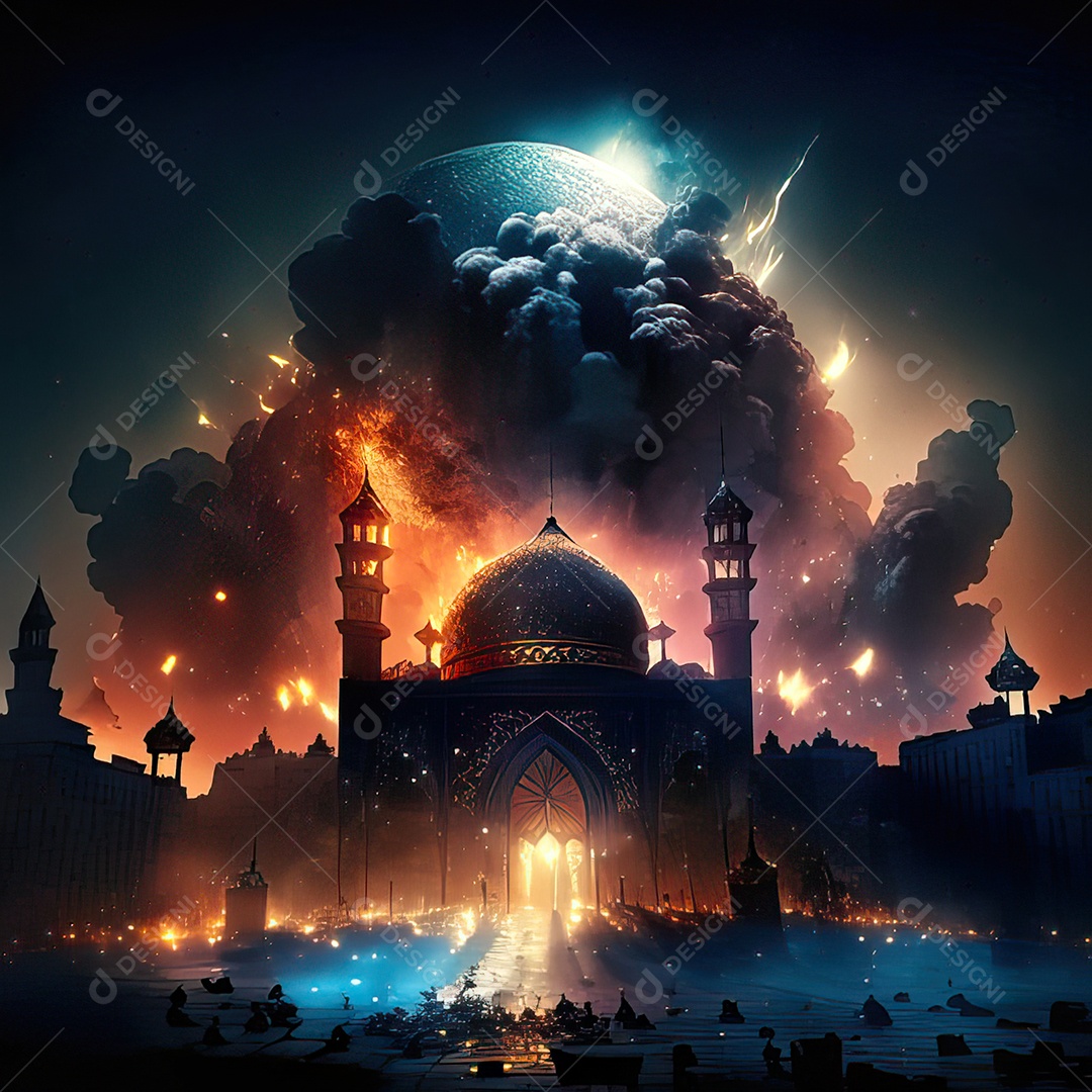 Asteroide atigindo cidade