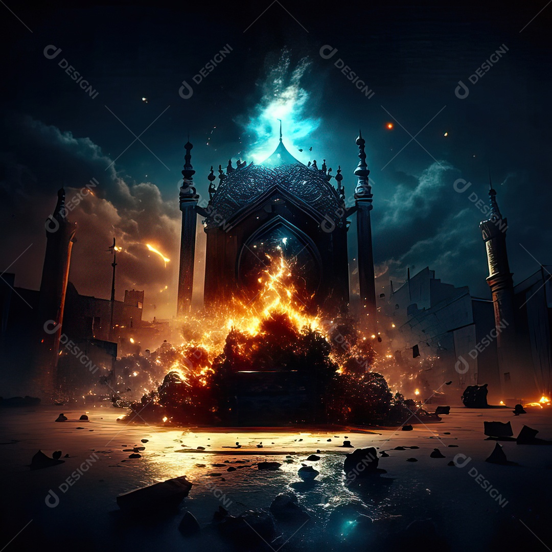 Asteroide atigindo cidade