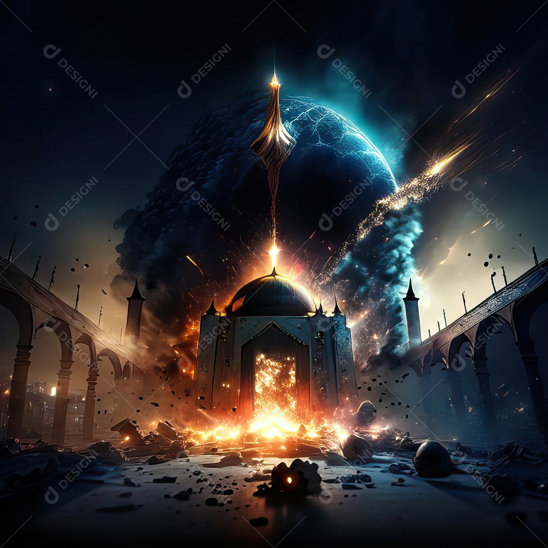 Asteroide atigindo cidade