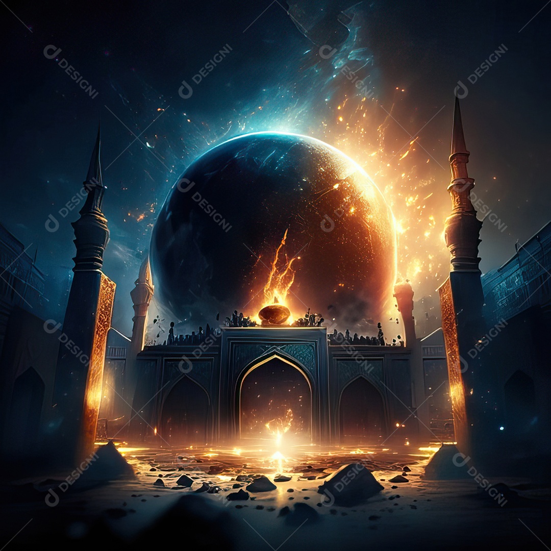 Asteroide atigindo cidade