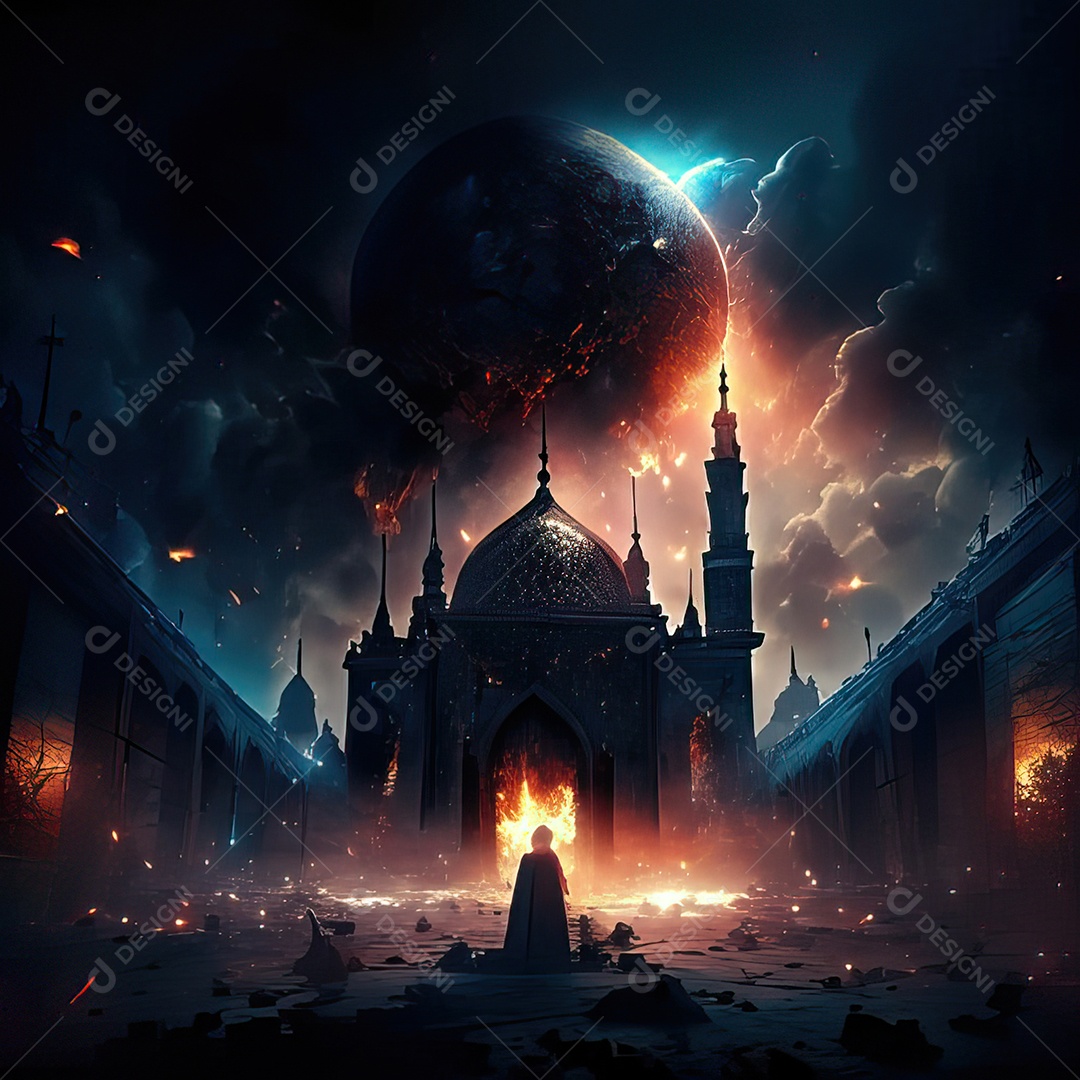 Asteroide atigindo cidade