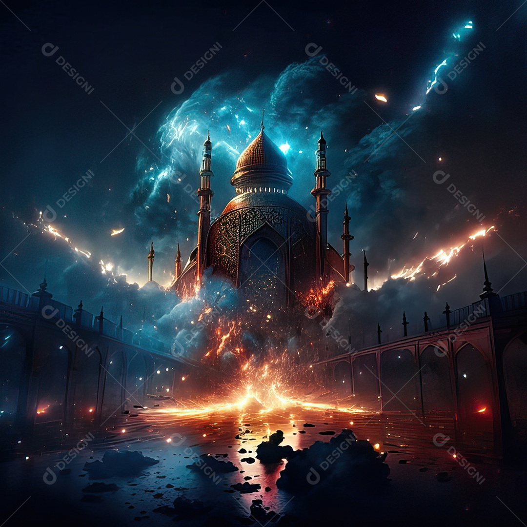 Asteroide atigindo cidade