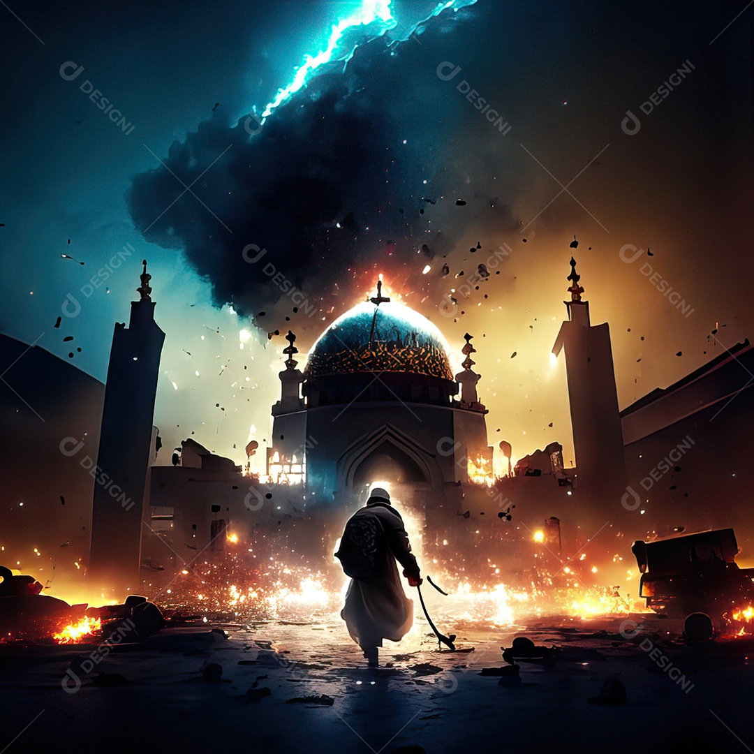 Asteroide atigindo cidade