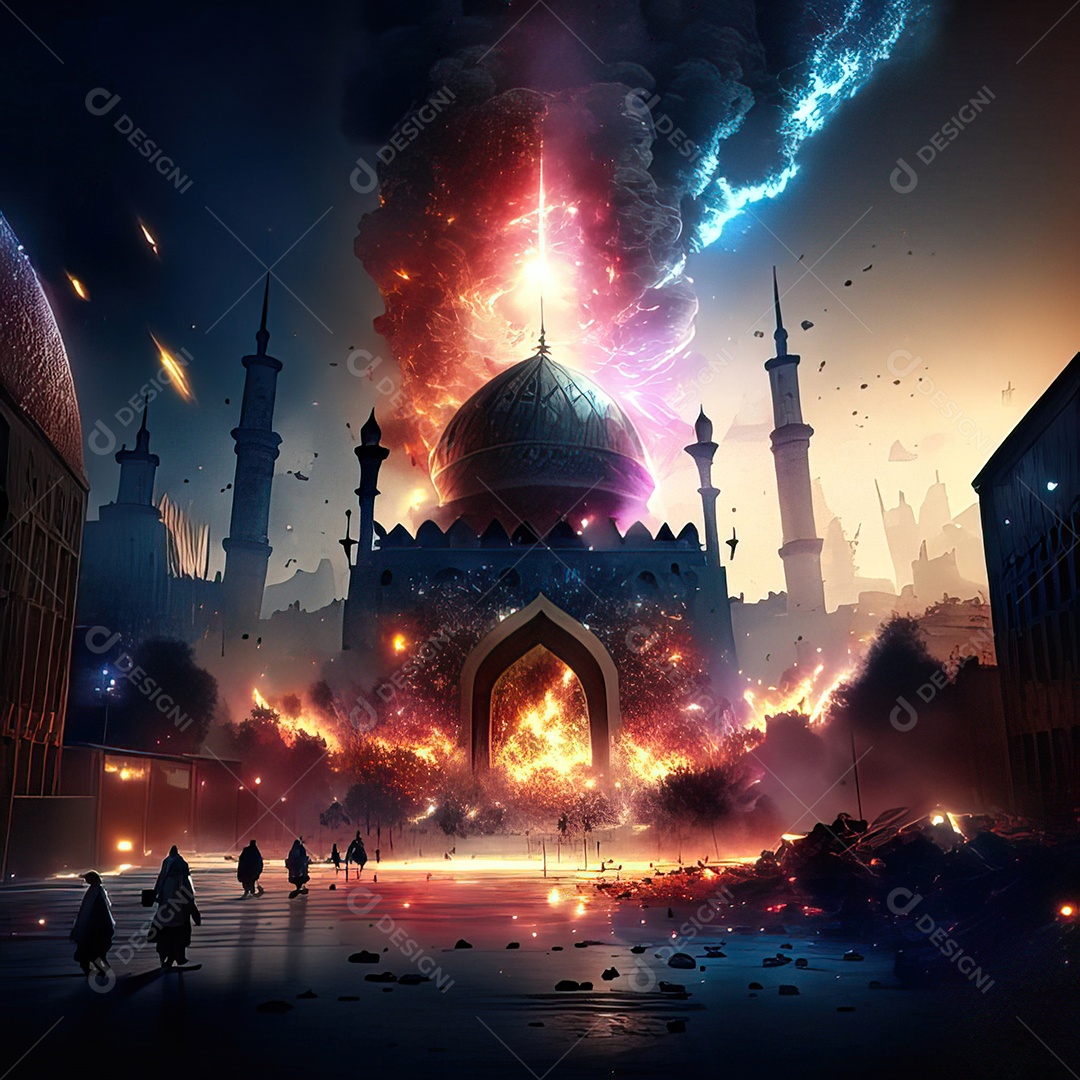 Asteroide atigindo cidade