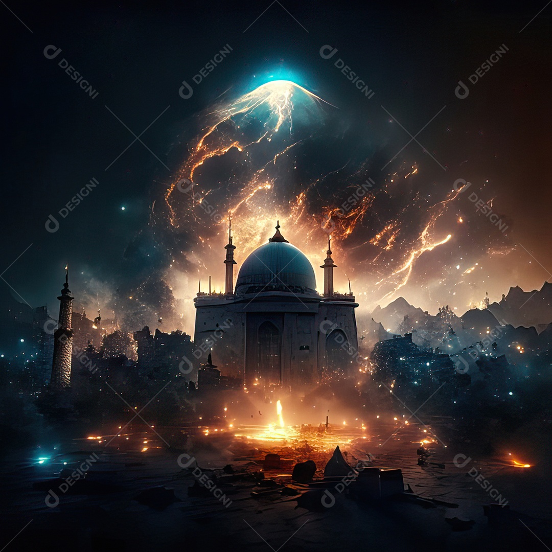 Asteroide atigindo cidade