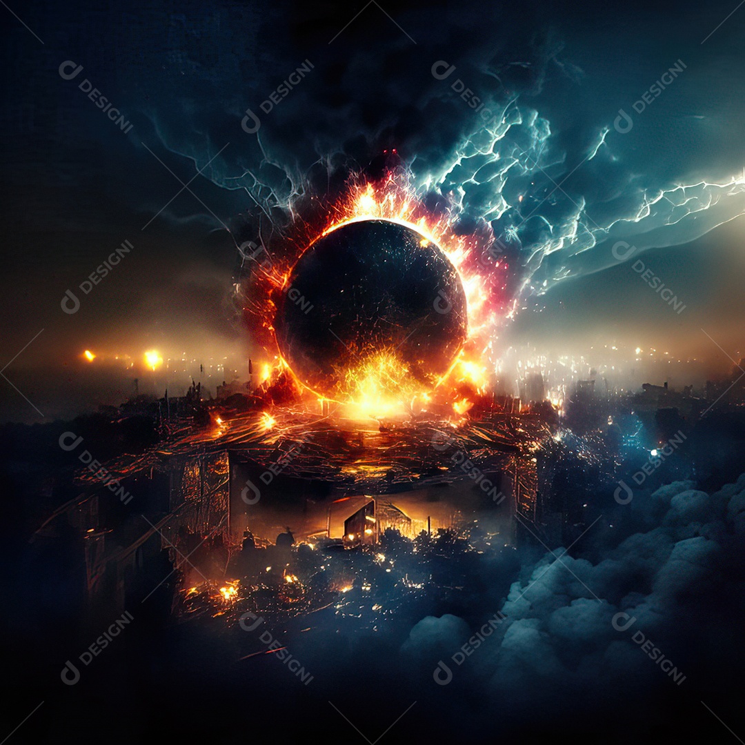 Asteroide atigindo cidade