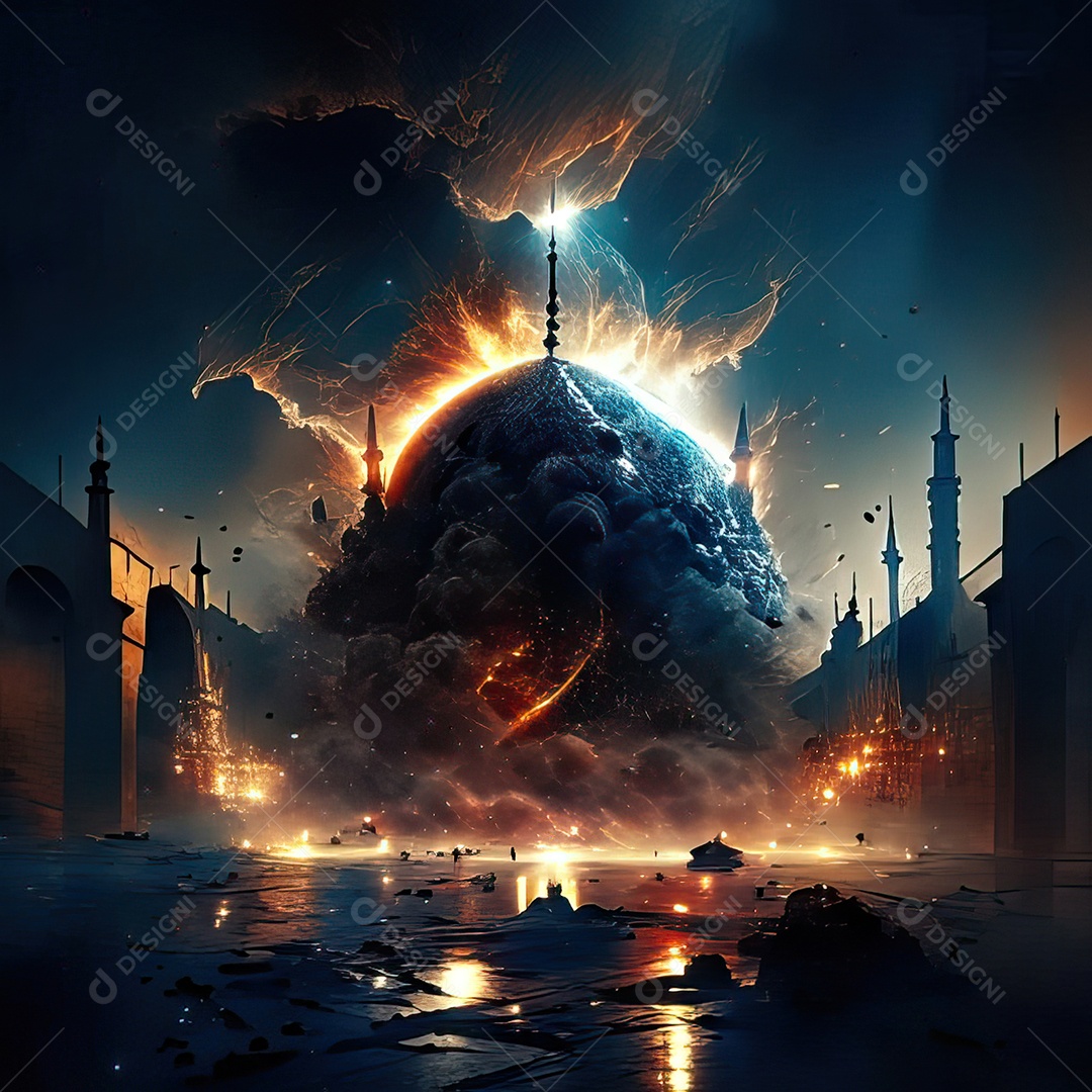 Asteroide atigindo cidade