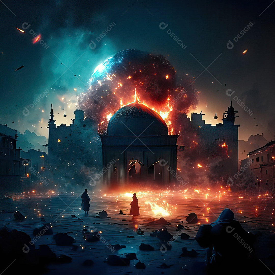 Asteroide atigindo cidade