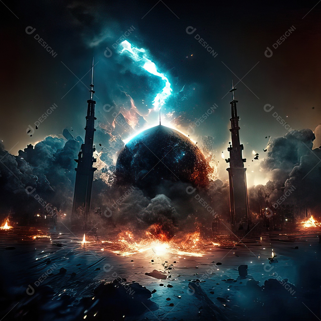 Asteroide atigindo cidade