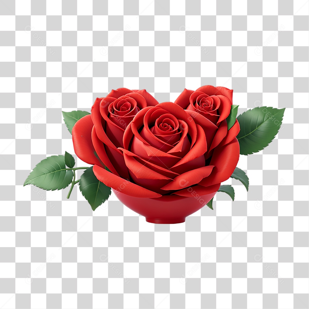 Flores Rosas Coração PNG Transparente