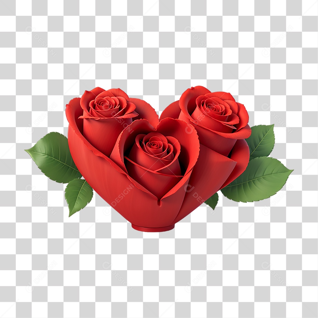 Flores Rosas Coração PNG Transparente