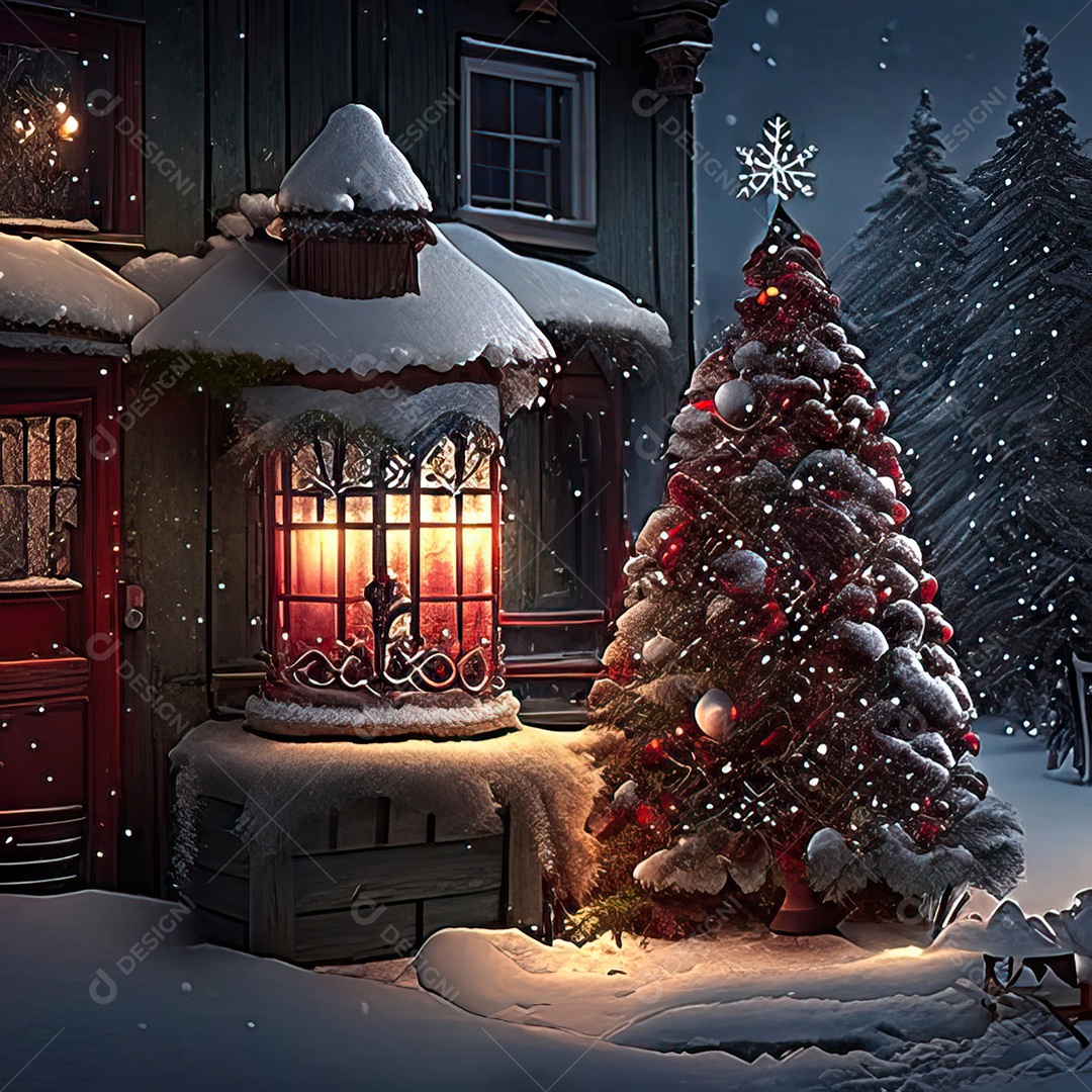 Casa decorada com enfeites de natal