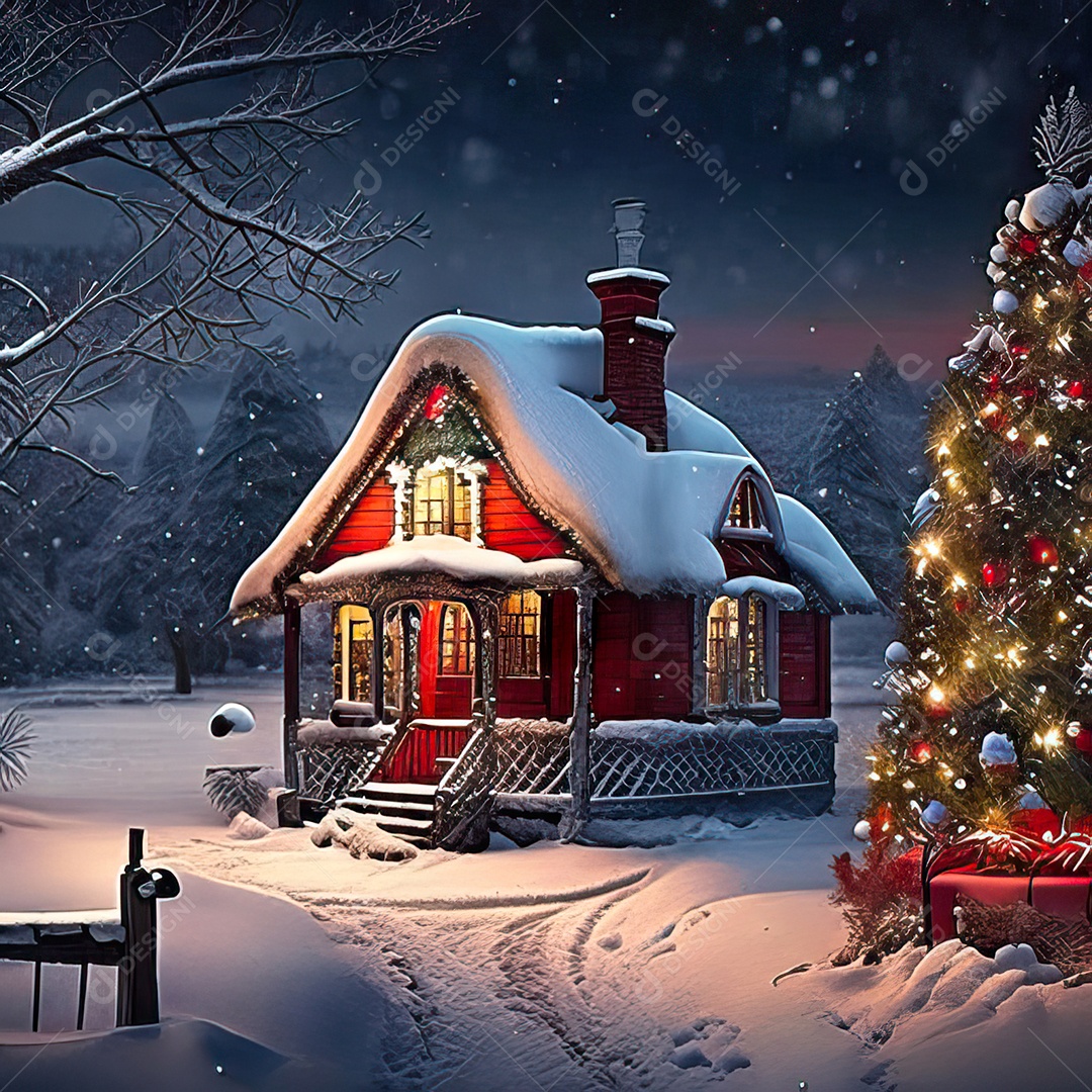 Casa decorada com enfeites de natal