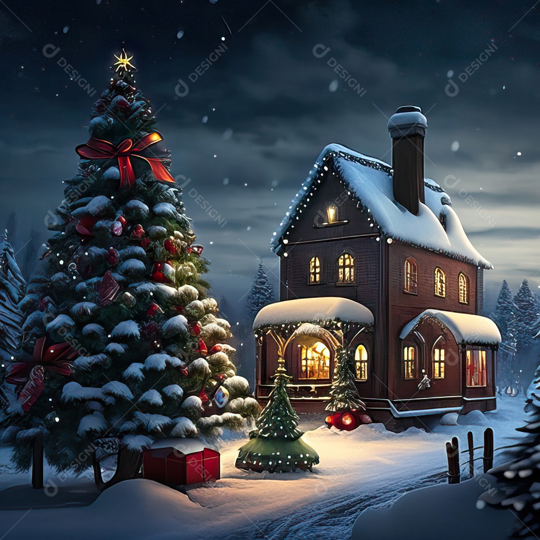 Casa decorada com enfeites de natal