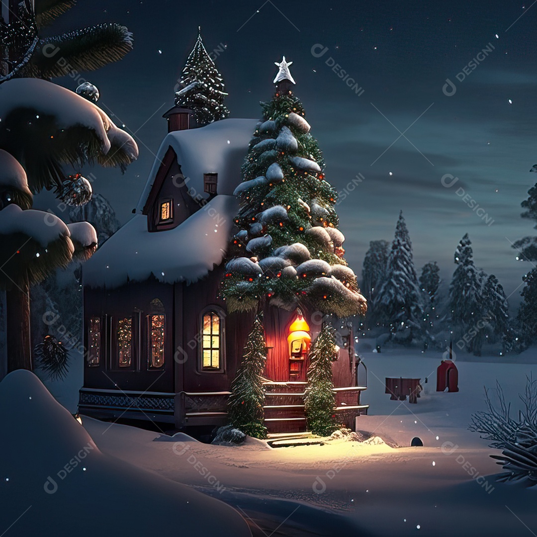 Casa decorada com enfeites de natal