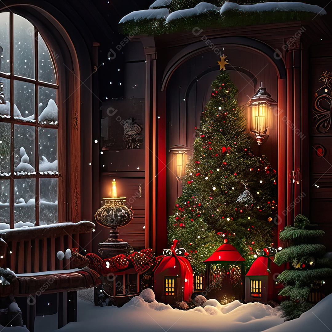 Casa decorada com enfeites de natal