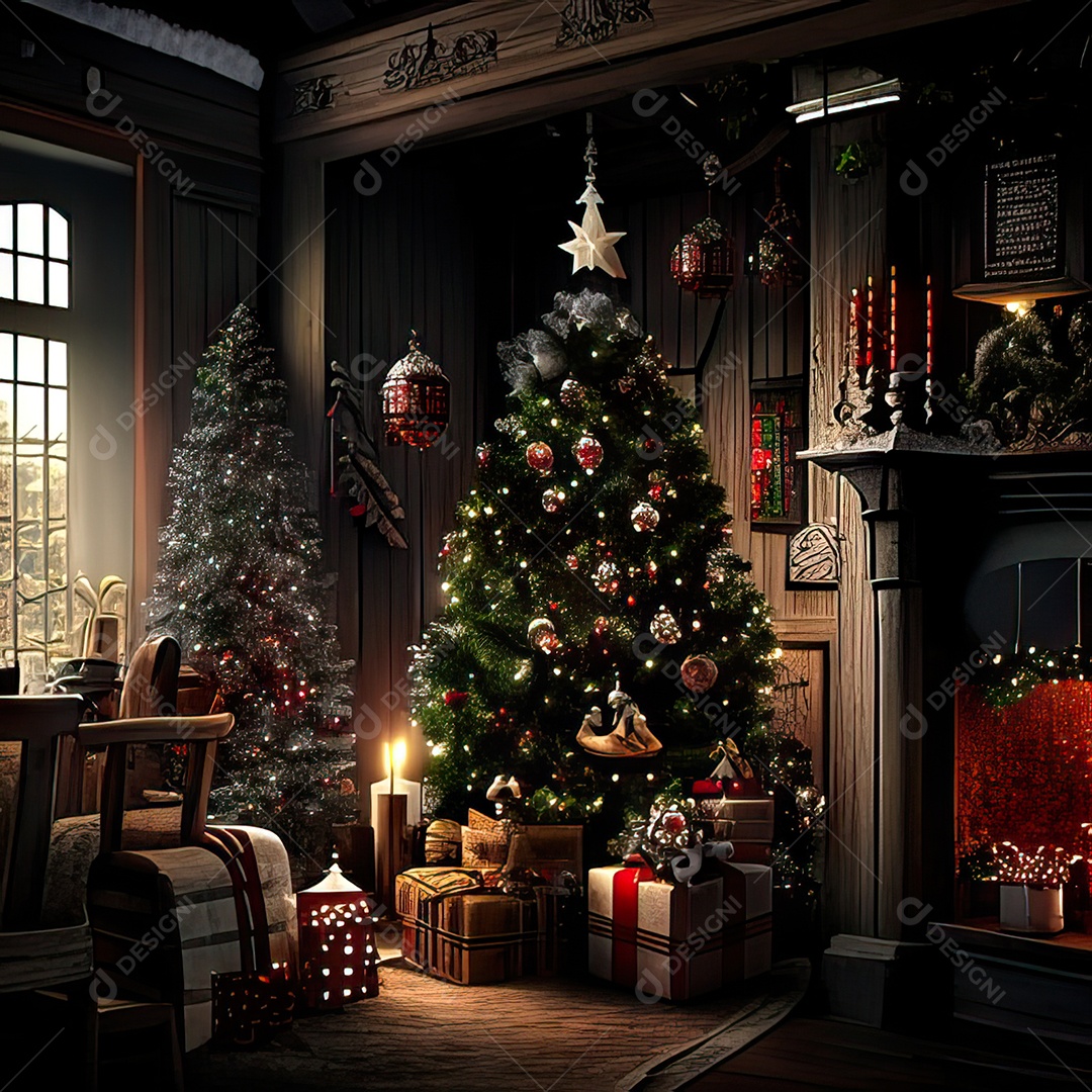 Casa decorada com enfeites de natal