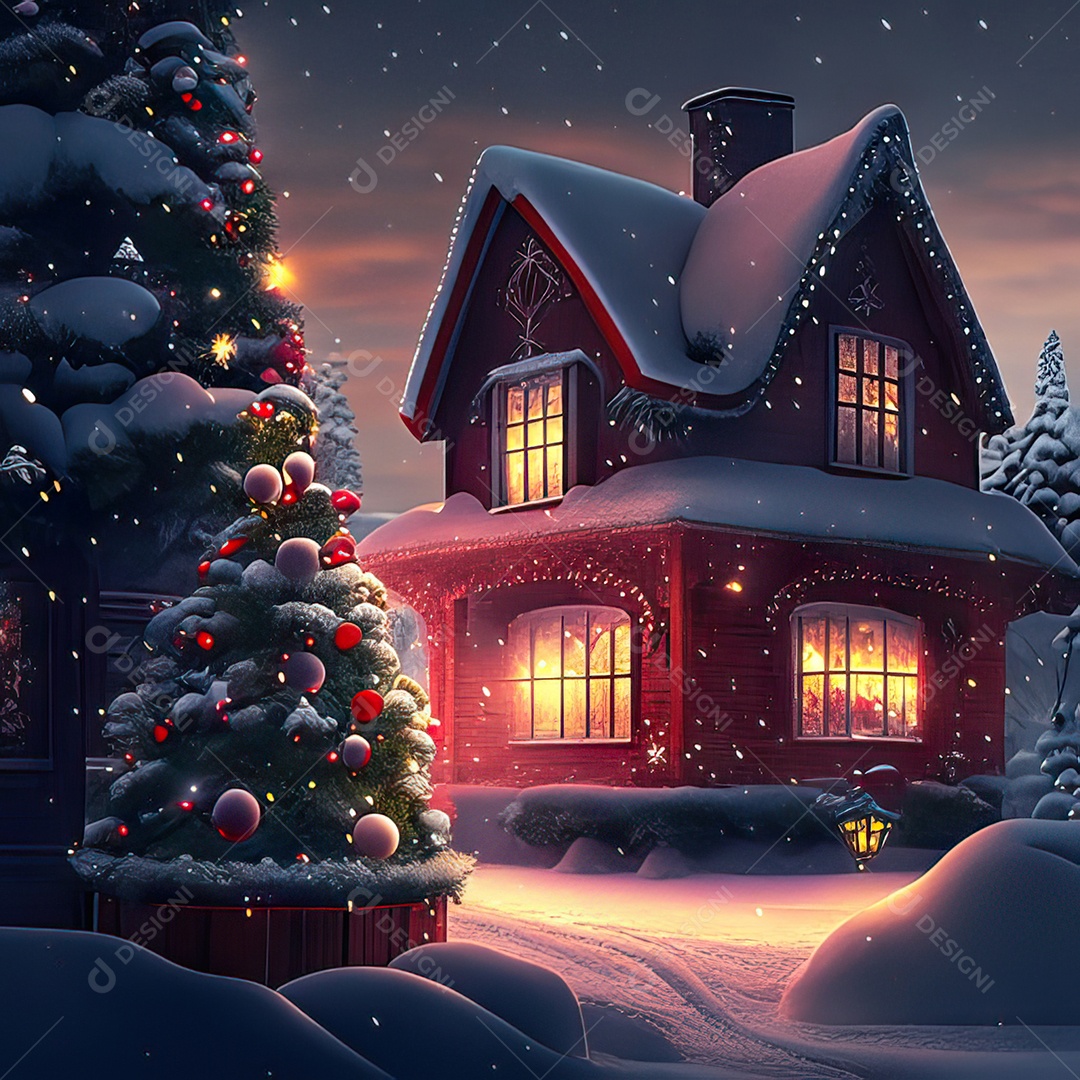 Casa decorada com enfeites de natal