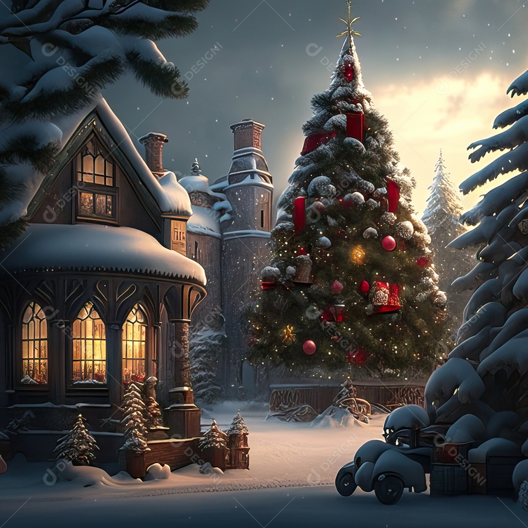 Casa decorada com enfeites de natal