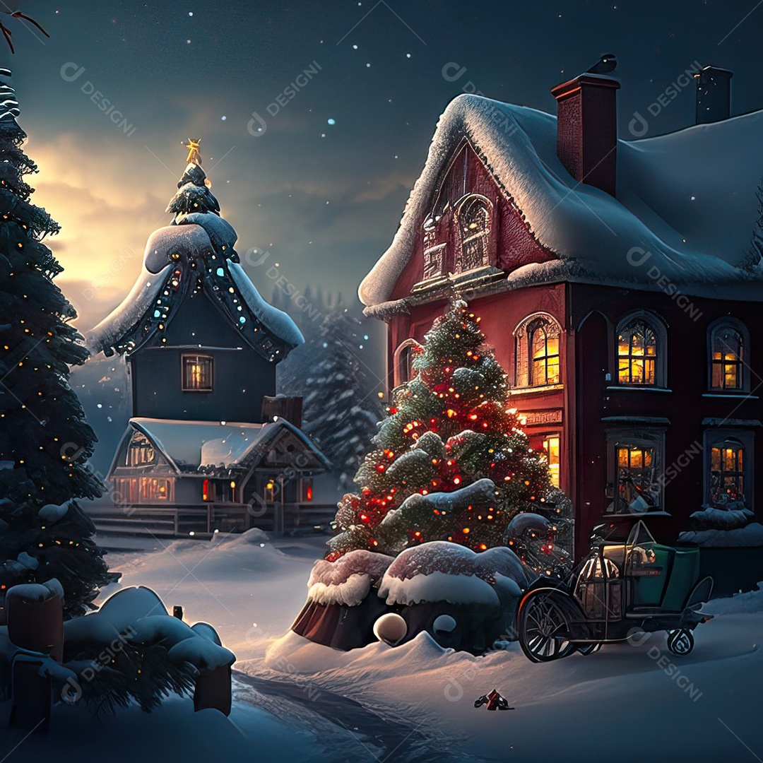 Casa decorada com enfeites de natal