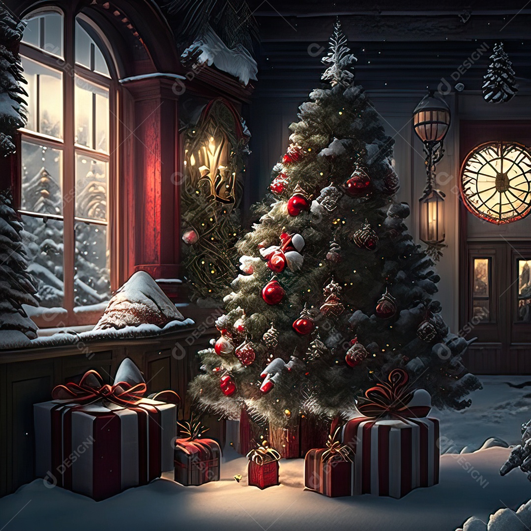 Casa decorada com enfeites de natal